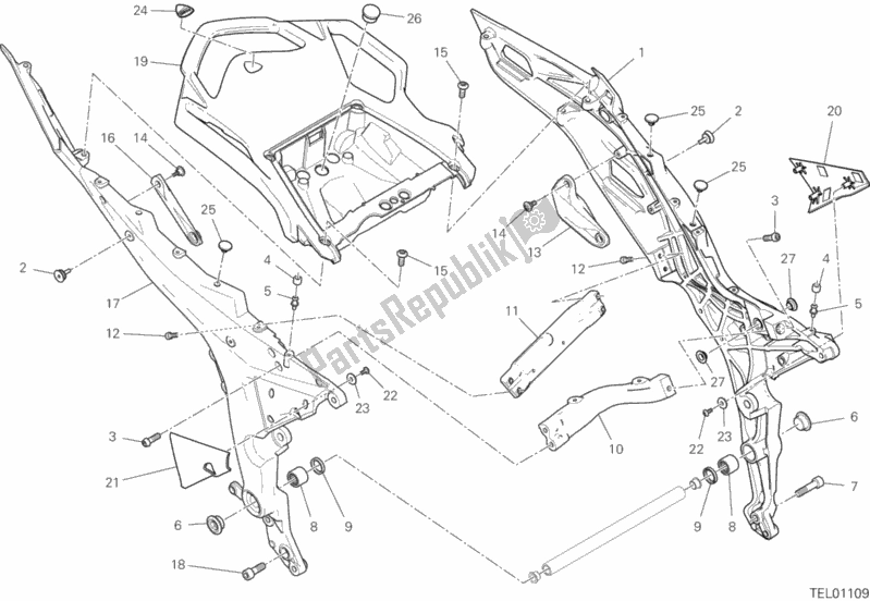 Todas as partes de Quadro Traseiro Comp. Do Ducati Multistrada 1260 ABS USA 2019